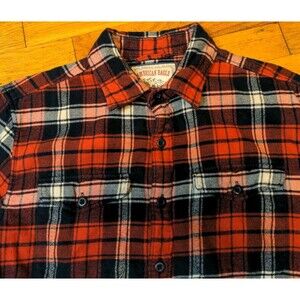 VTG American Eagle Flannel Shirt Men's Small Red Check Button Up Long Sleeve